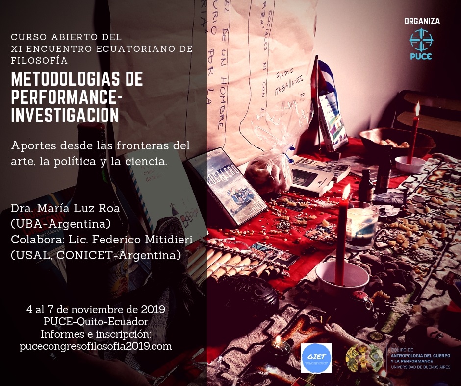 Seminario Metodologías de performance-investigación en Quito del 4 al 7 de noviembre